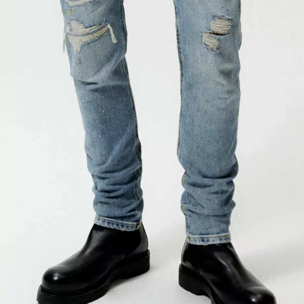 Zara Men's Slim Fit Denim Jean Pants (Blue) [Size 30 / Small]